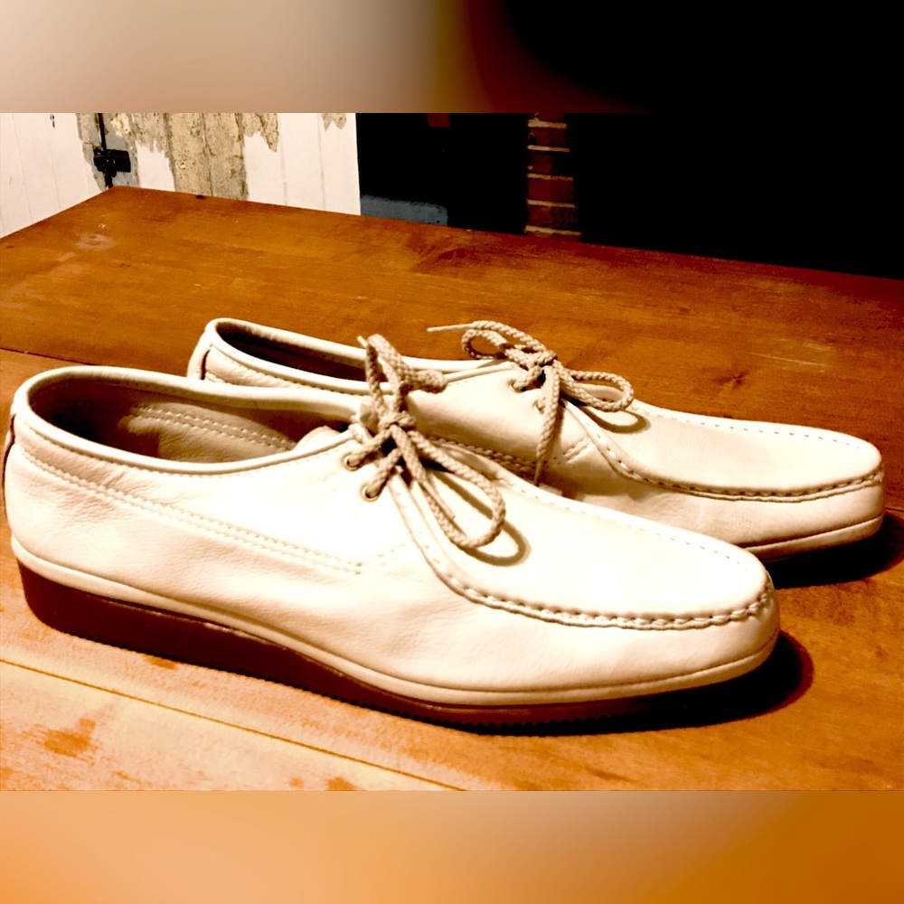 Deer Scouts Vintage Dead Stock Cream Deer Skin Loafers Mens Size 12